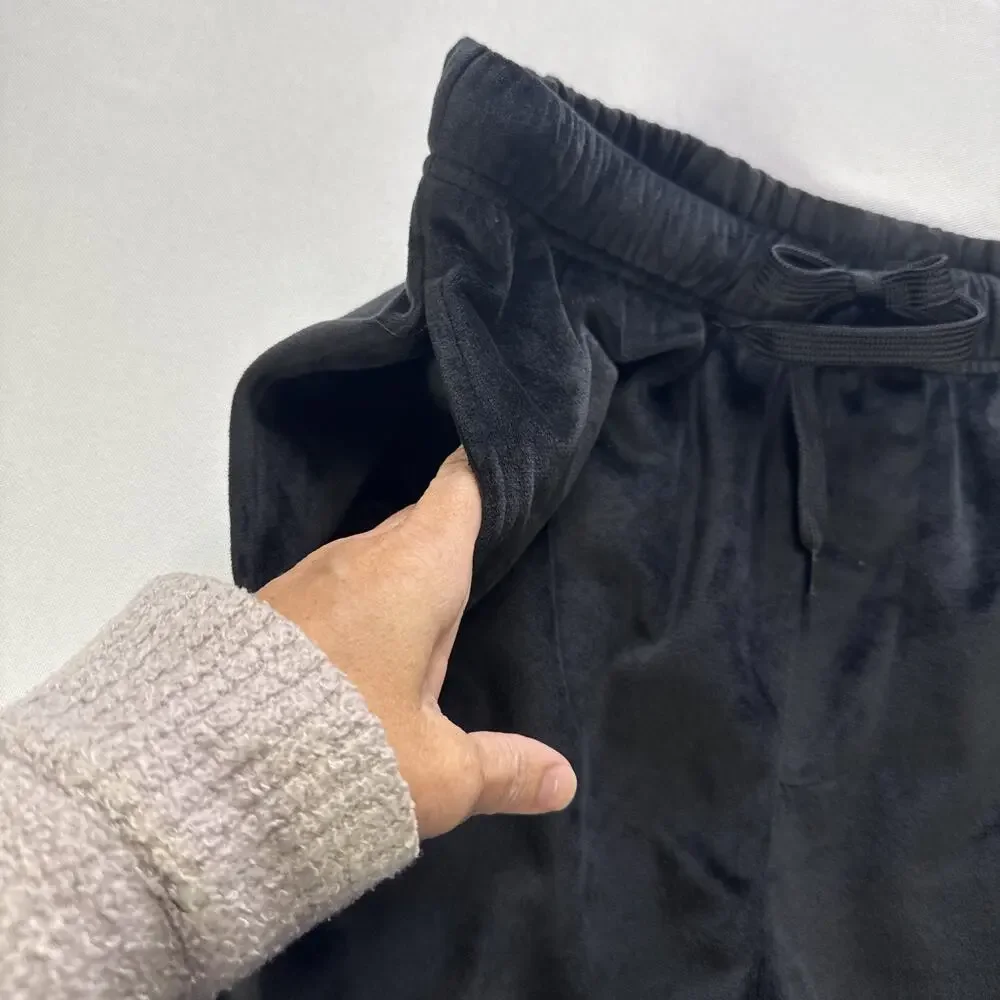 True Religion Men's Medium Black Sleepwear Pants Velour Pajama Loungewear